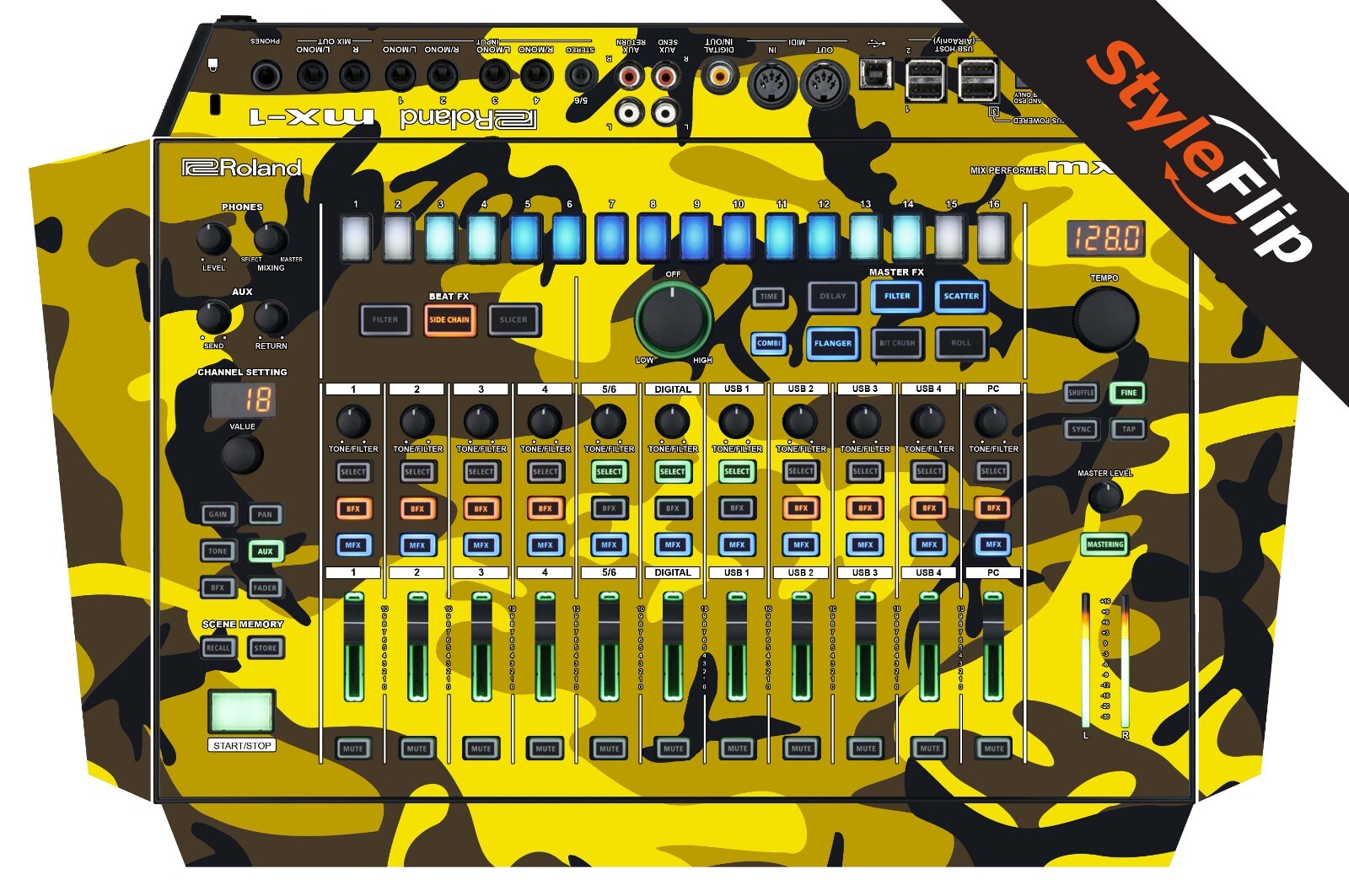 Roland MX-1 Skin | Yellow Camo | Protective Decal | StyleFlip Skins
