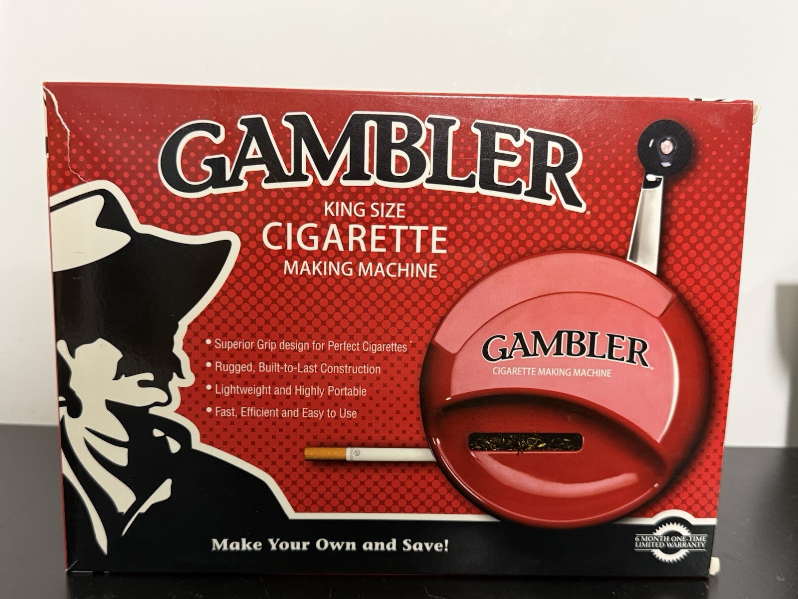 Gambler King Size Cigarette Making Machine Red New Open Box Manual