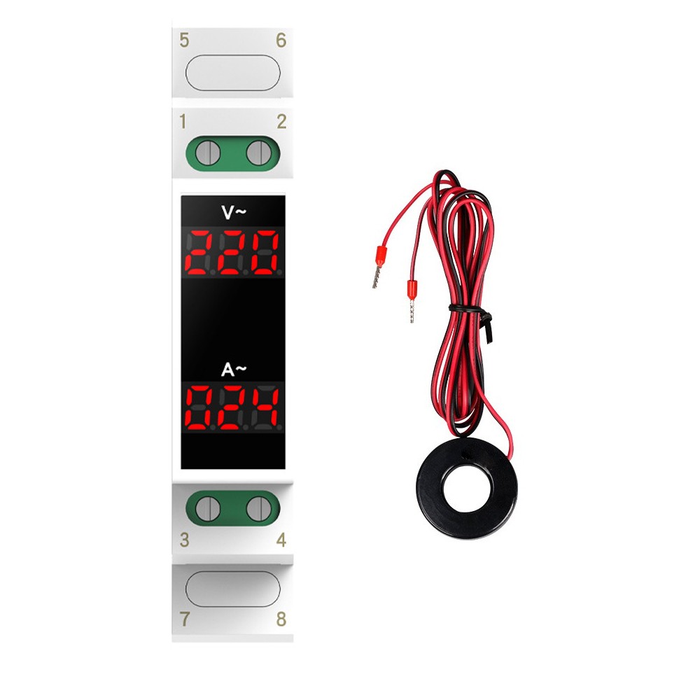AC 80-500V 1-100A DIN Rail Ammeter Voltmeter Digital Display Current Meter