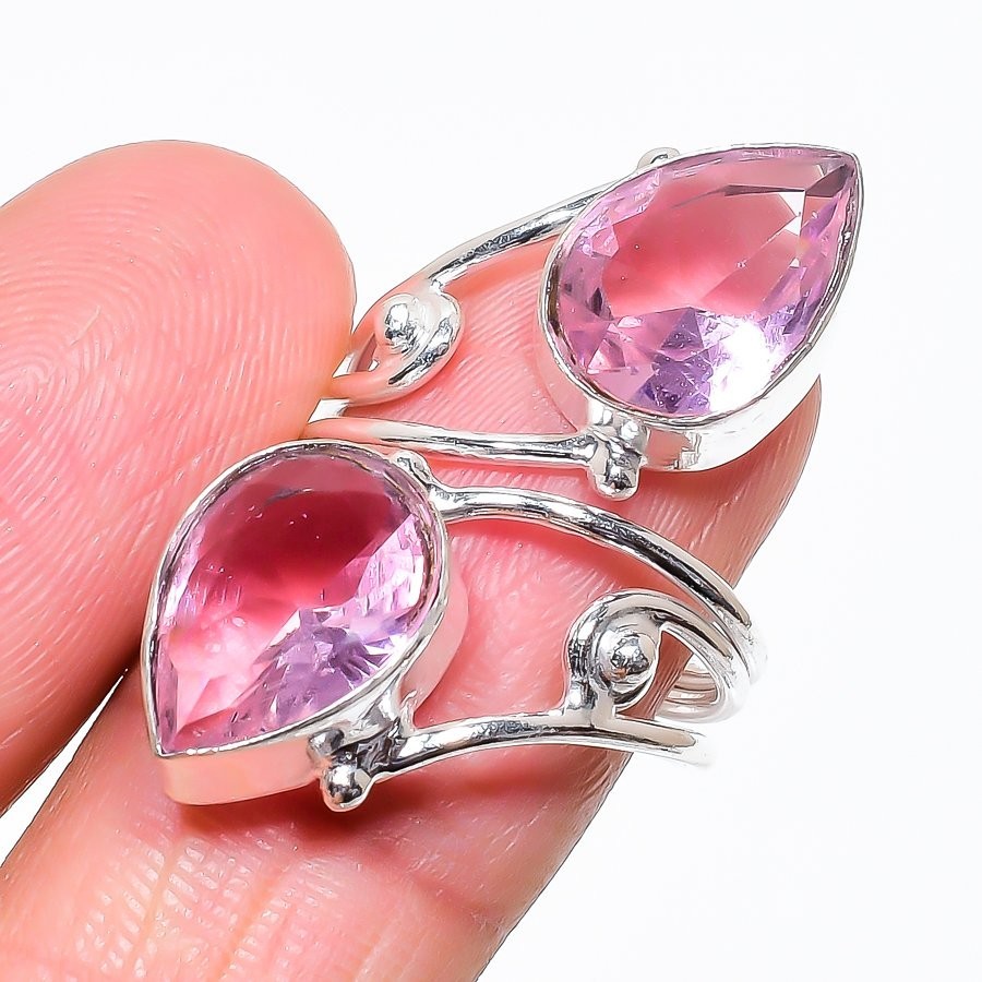 Pink Kunzite Gemstone 925 Sterling Silver Jewelry All Size Ring For Gift