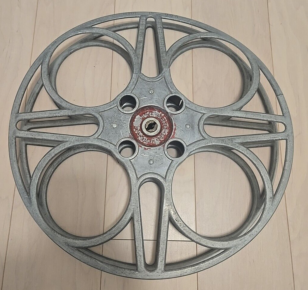 Vintage Goldberg Brothers 15" 35MM 2000 Feet Aluminum 6 Hole Movie Film Reel
