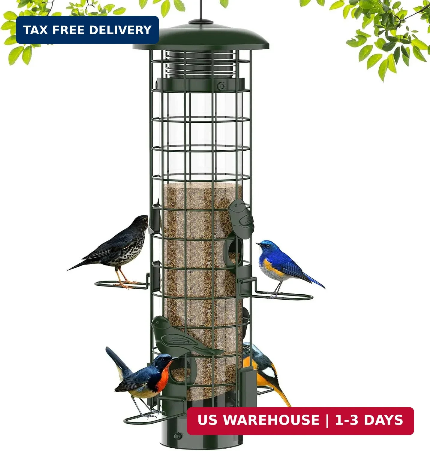 Squirrel Proof Bird Feeder,Metal Mesh Bird Feeders for Outdoors Hanging,Gravity