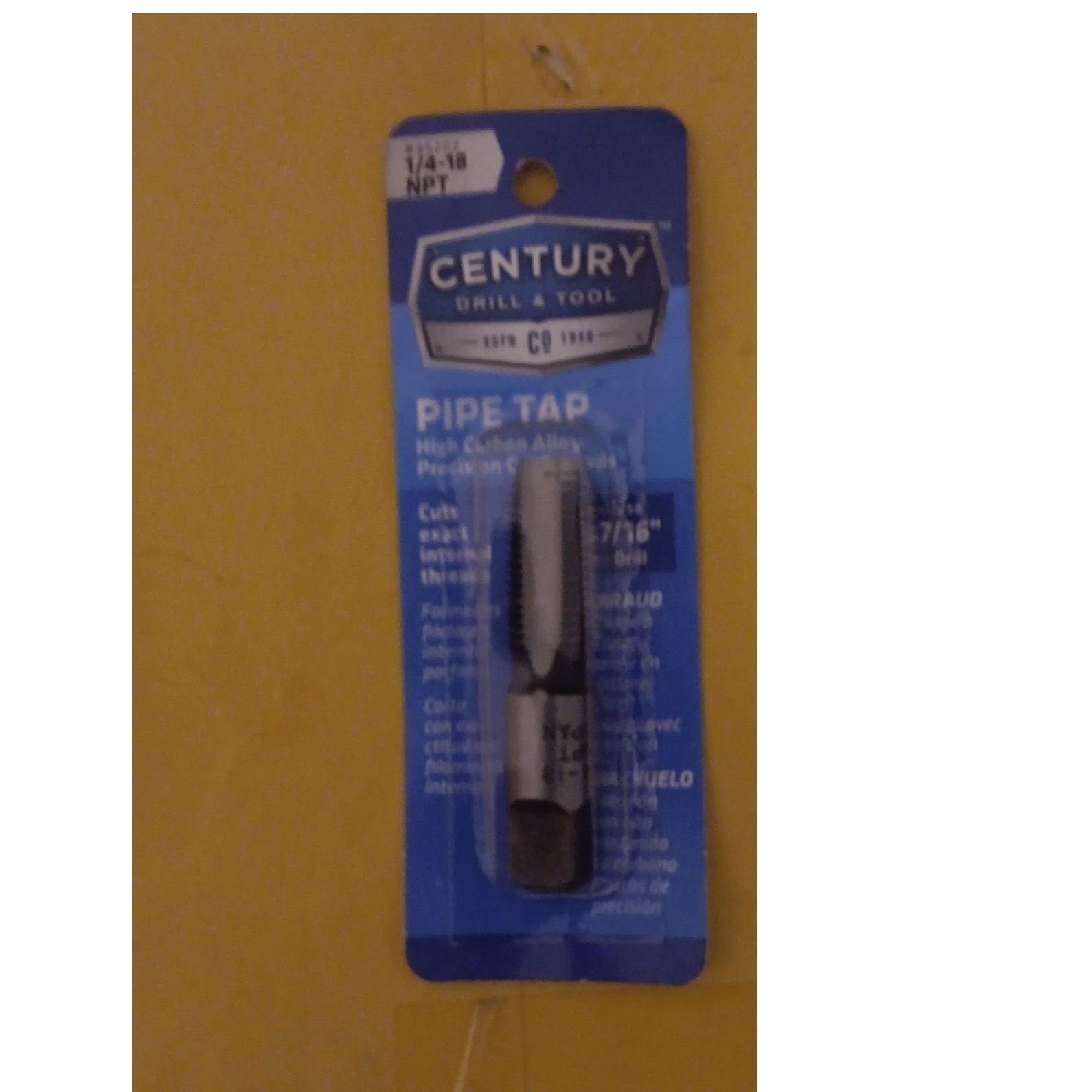 CENTURY Pipe Tap 1/4-18 NPT High Carbon Alloy Model 1/4-18 NPT