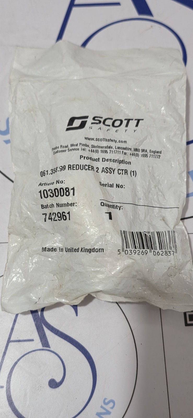 Scott Safety Scba Spare Reducer Assembly For Counter Model
