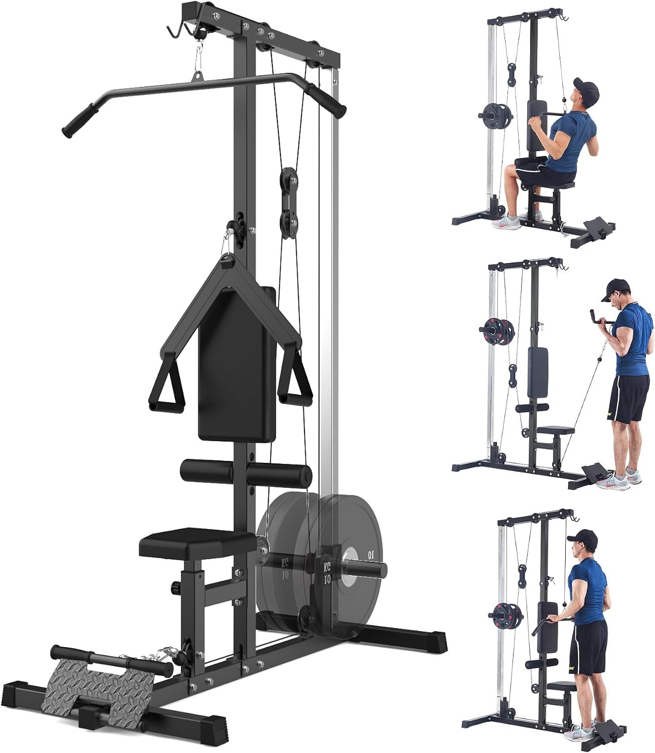 AdjustableLAT Pulldown Machine,Back Strength Training Machine Multi-PositionSeat