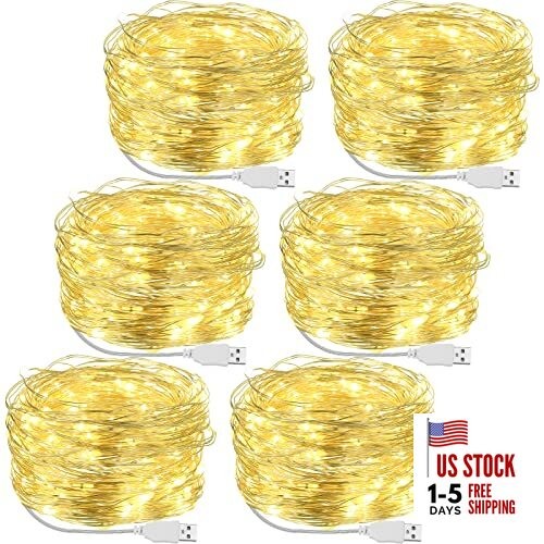 Pcs USB String Lights 33 ft 100 LED Fairy Lights Powered String 6 Warm White