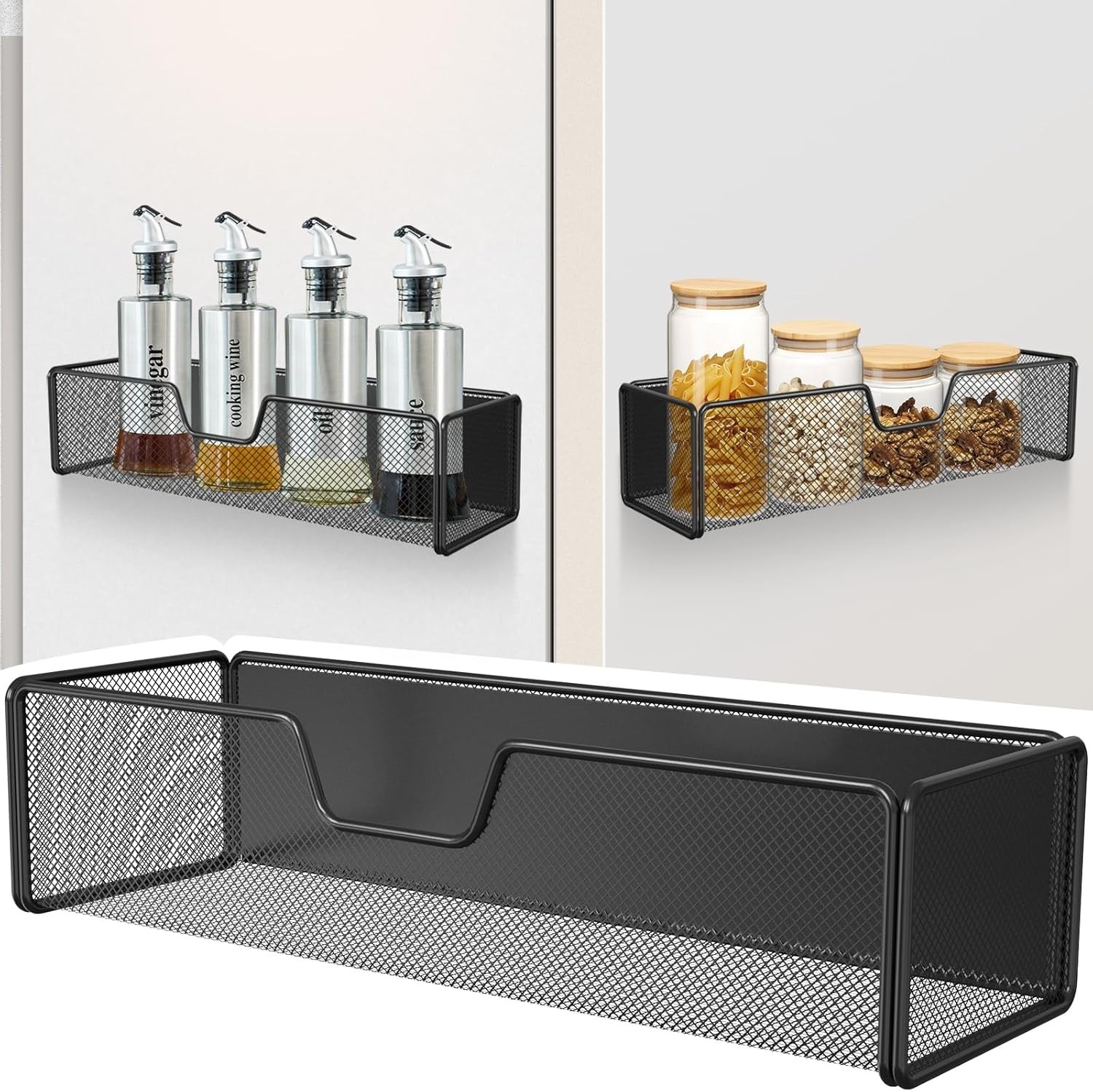 2Pack Magnetic Basket Organizer Holde, Black