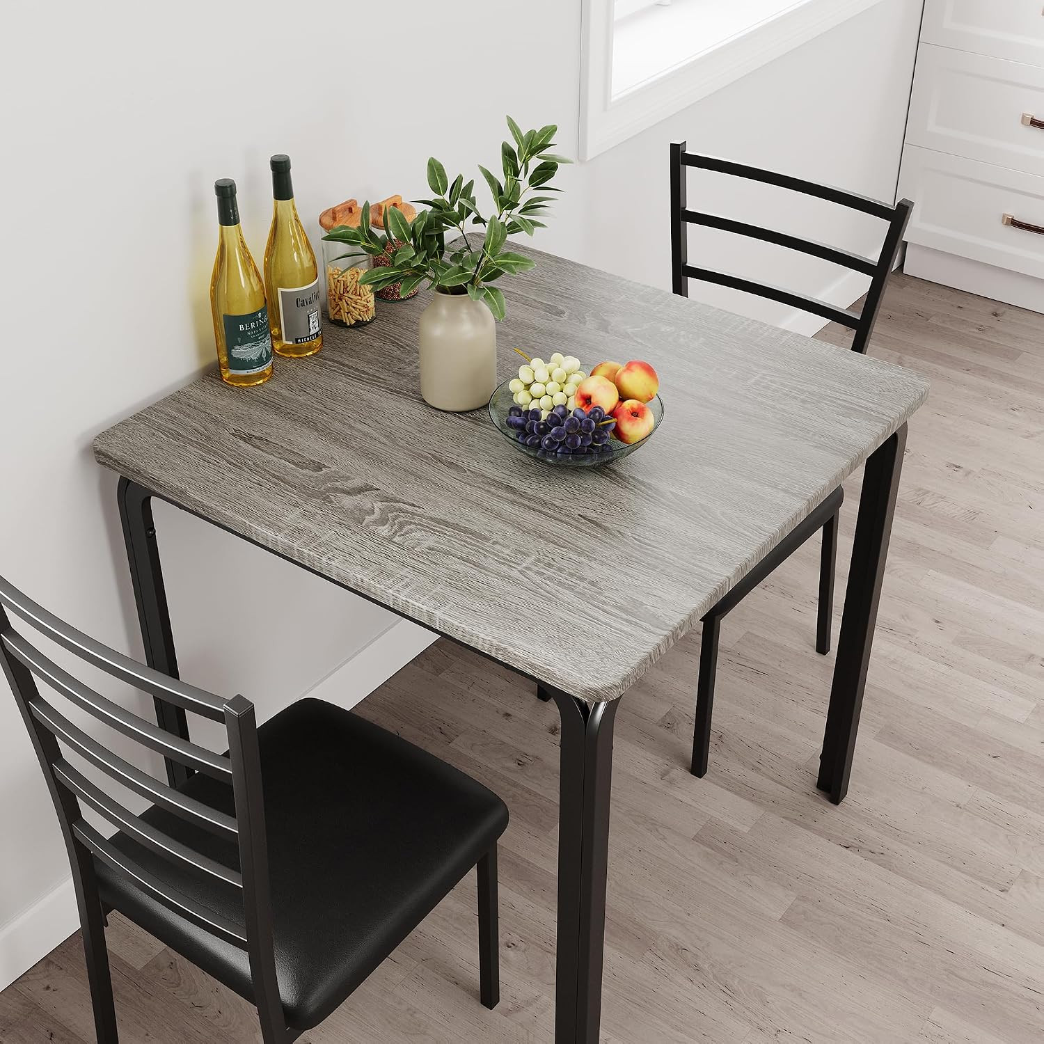 3-PCS Small Dining Table Set Kitchen Table and 2 Upholstered Chairs,Table Set Ho