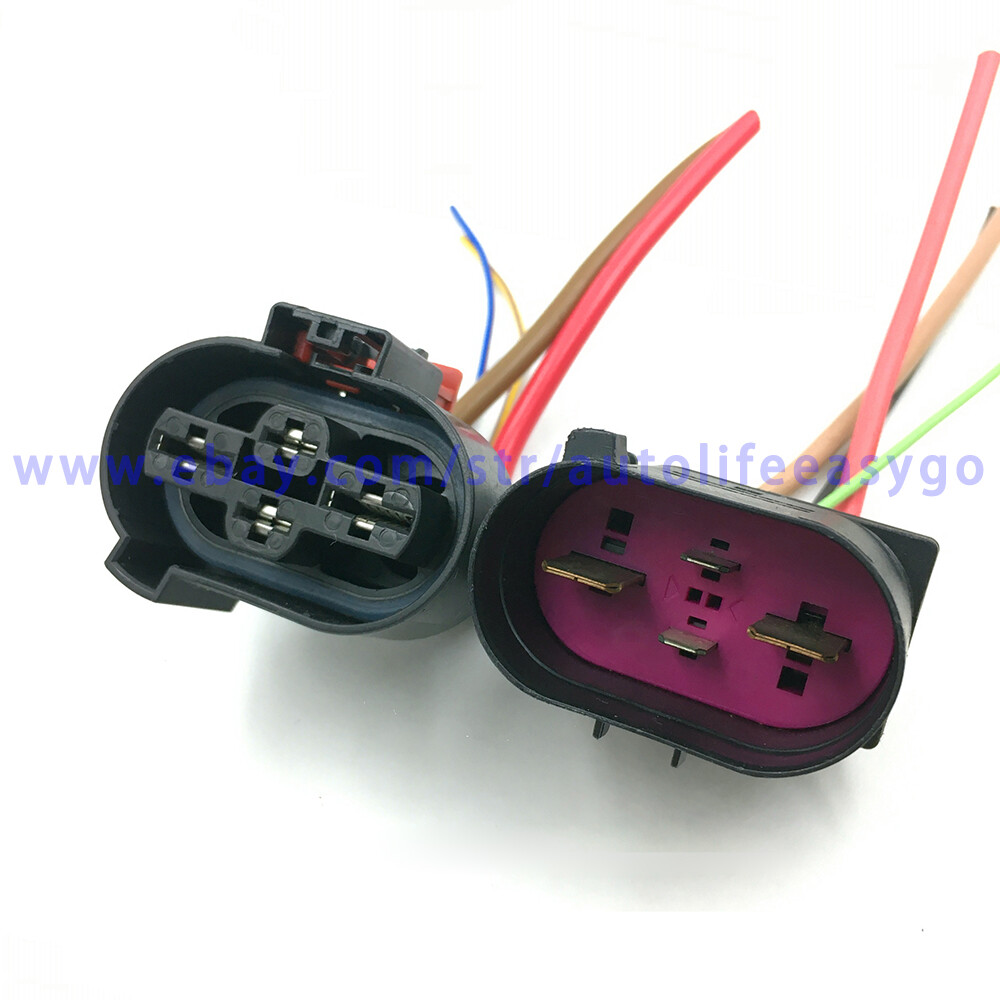 1 Pair OEM Radiator Fan Connector Harness Plug Pigtail for VW 4FA16305 1J0906444