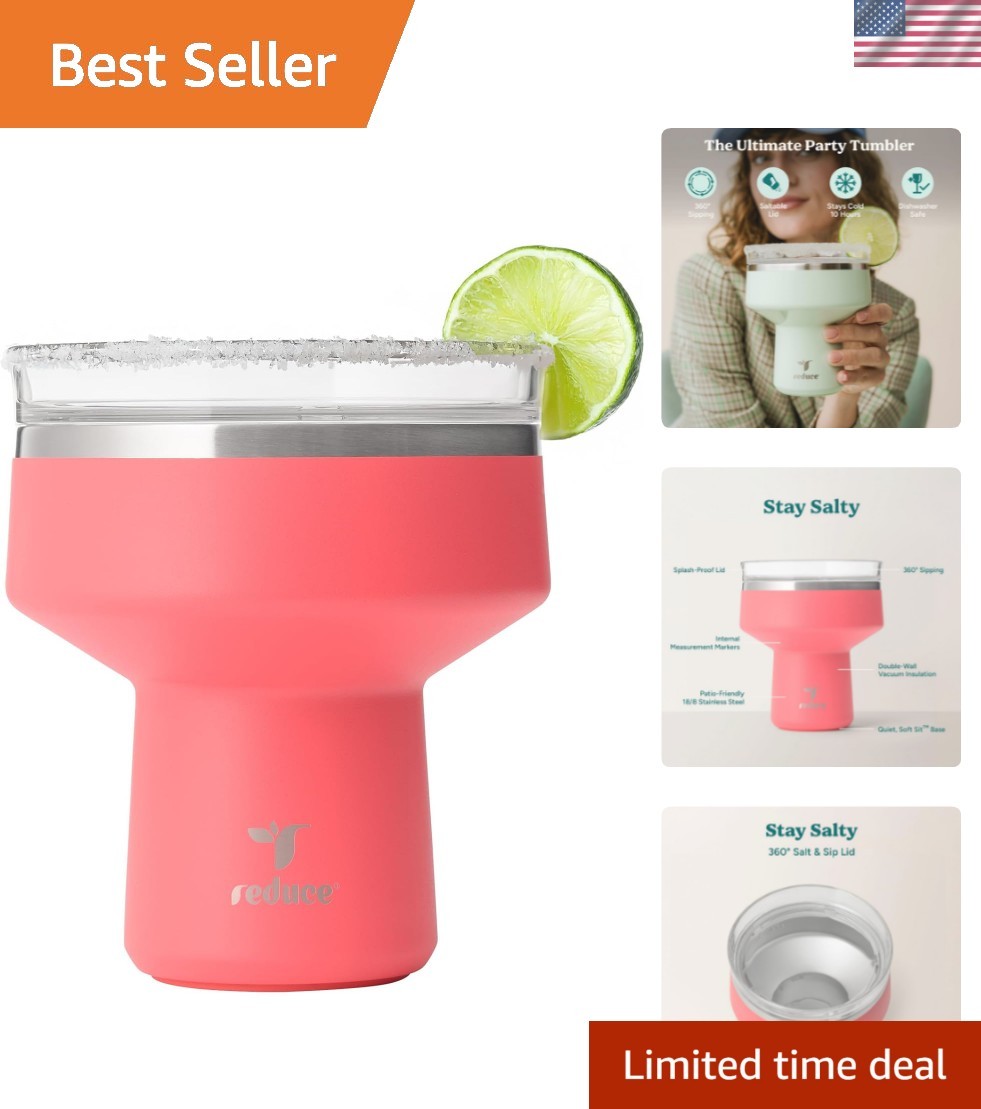 Saltini 16 oz Cocktail Tumbler - Insulated Margarita Tumbler with Lid - Keeps...