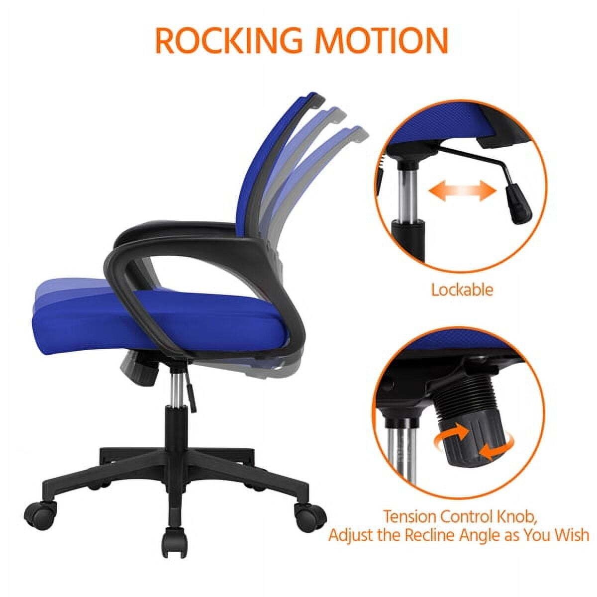 Rolling Task Chair Adjustable Mid Back Mesh Swivel Office Chair with Armrests