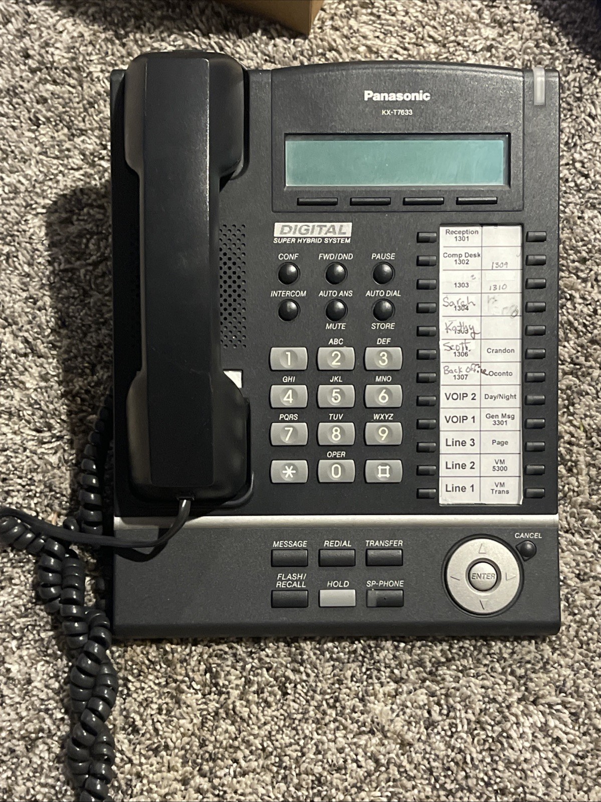 Panasonic KX-T7633 Digital Telephone Black 3-Line LCD Proprietary Phone r896