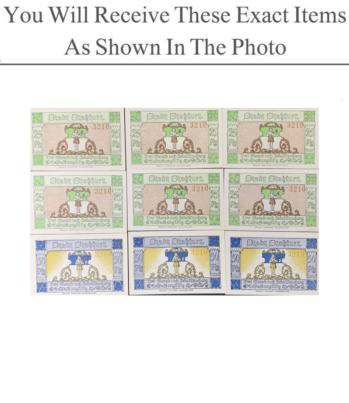 Germany Notgeld STASSFURT 25 50 Pfennig 1921 Full Set 9 pcs