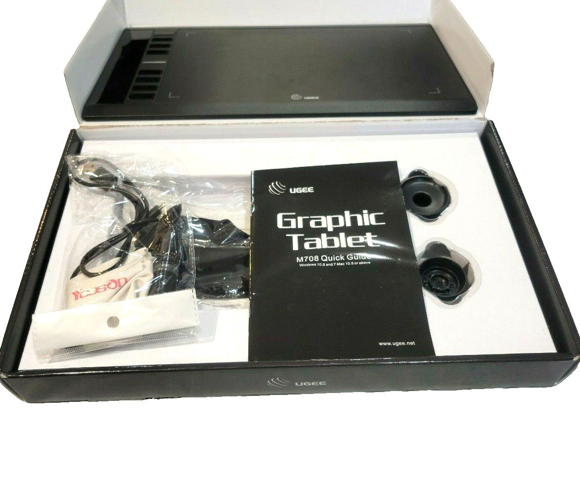 UGEE M708 Graphics Tablet, 10 x 6 inch Large Active Area Drawing Tablet with ...