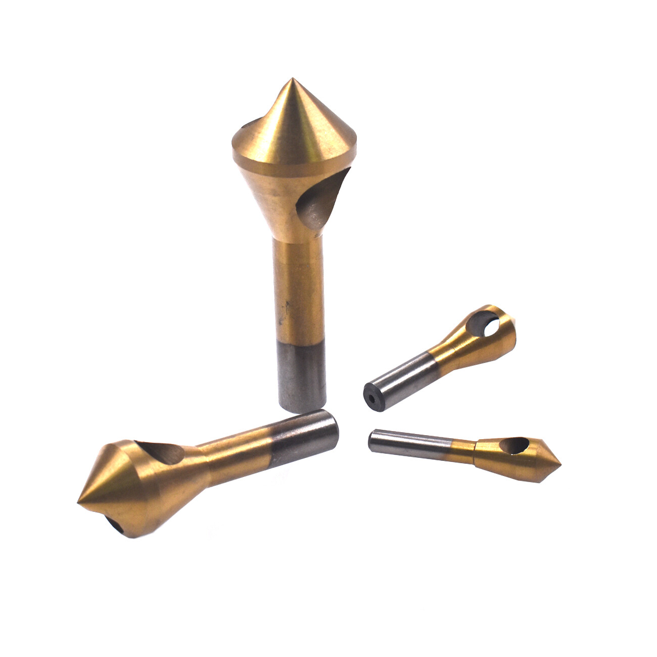 4Pcs Chamfer Countersink Deburring Drill Bit Set Crosshole Cutting Metal Tool
