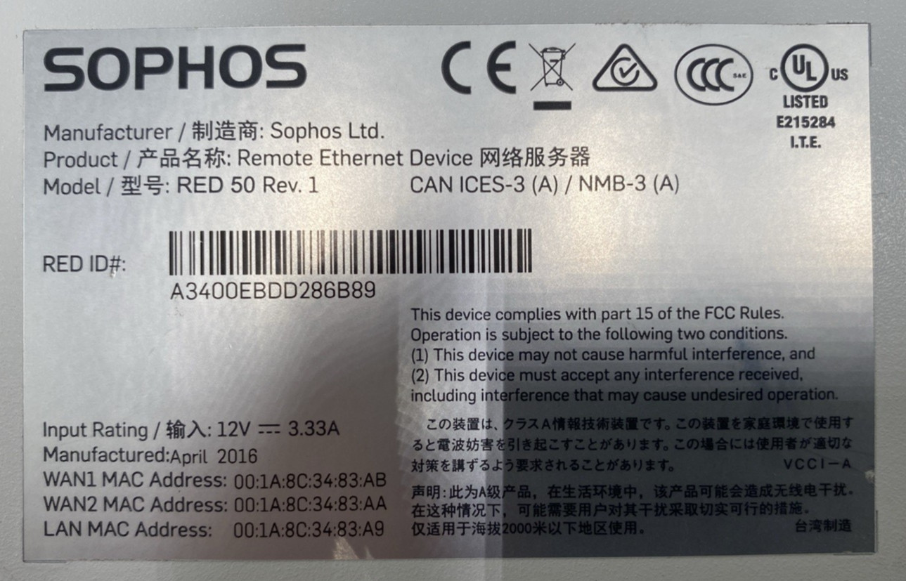 Sophos Remote Ethernet Device RED 50 Rev 1
