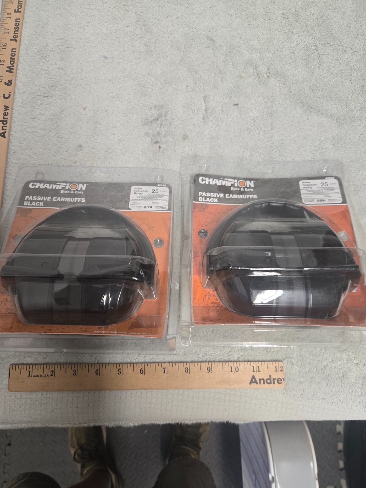 lot of 2, champion passive earmuffs black, adjustable