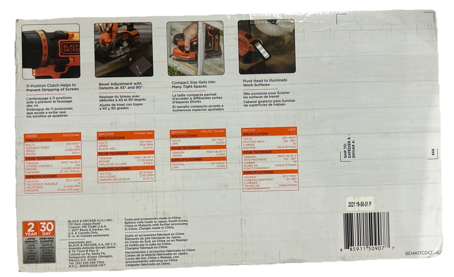 BLACK+DECKER 20V Max* Lithium Ion 4 Tool Combo Kit - BD4KITCDCMSL IN HAND NWT