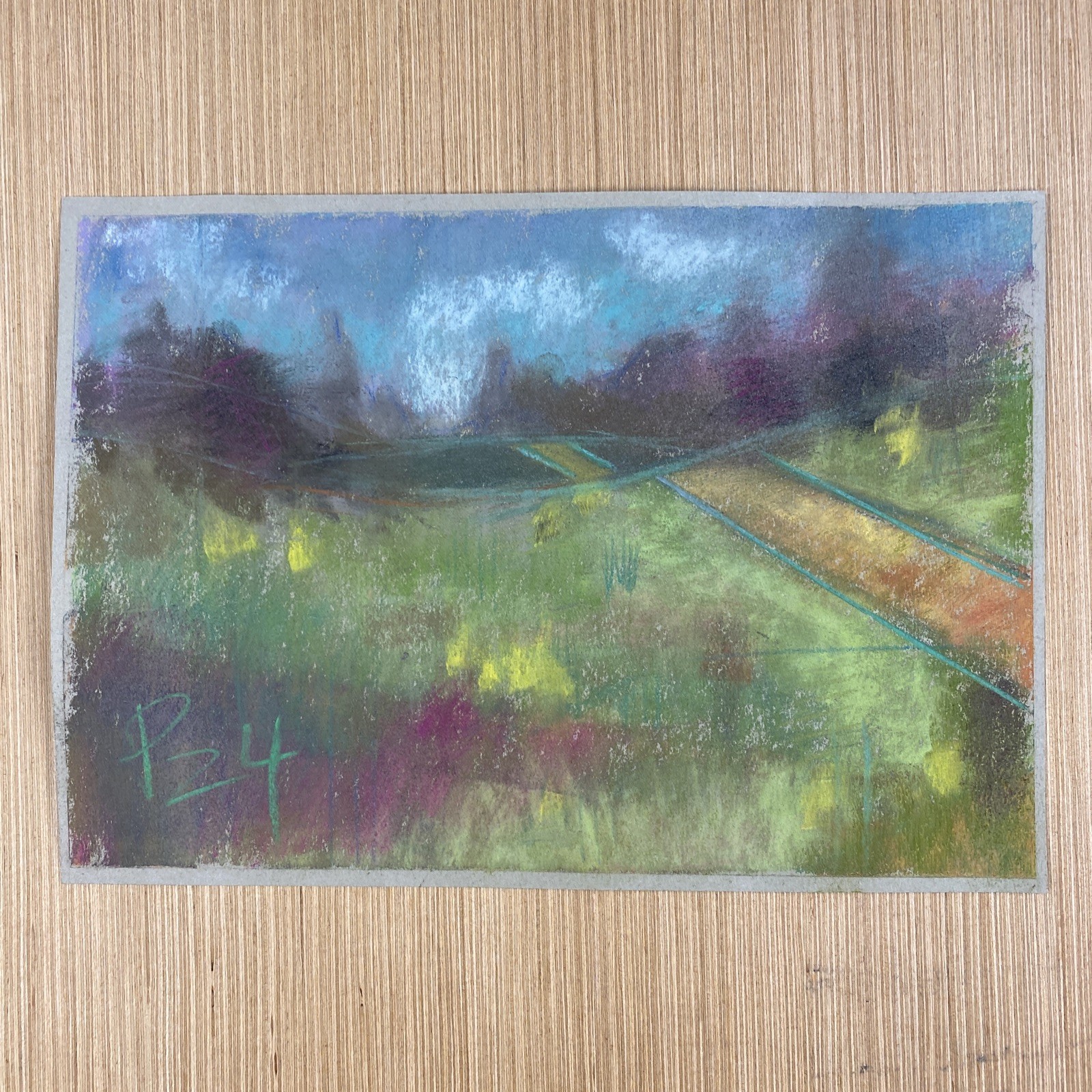 Drawing Art Landscape Pastel On Paper 9x12 Original Impressionism Abstract Color