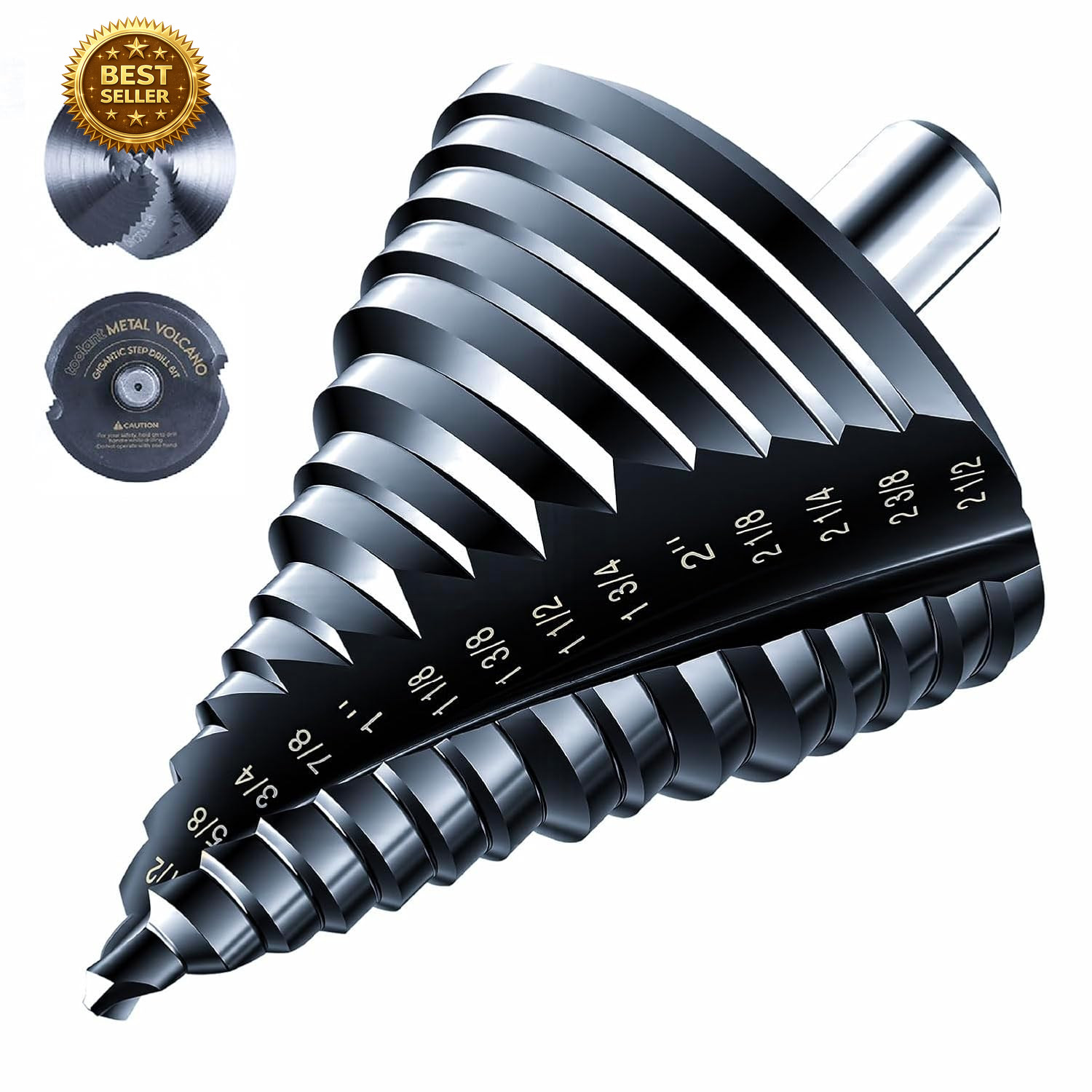 Toolant Gigantic Step Drill Bit(Pro), 1/4" - 2-1/2"(15 Step Size), 1/2" Shank Un
