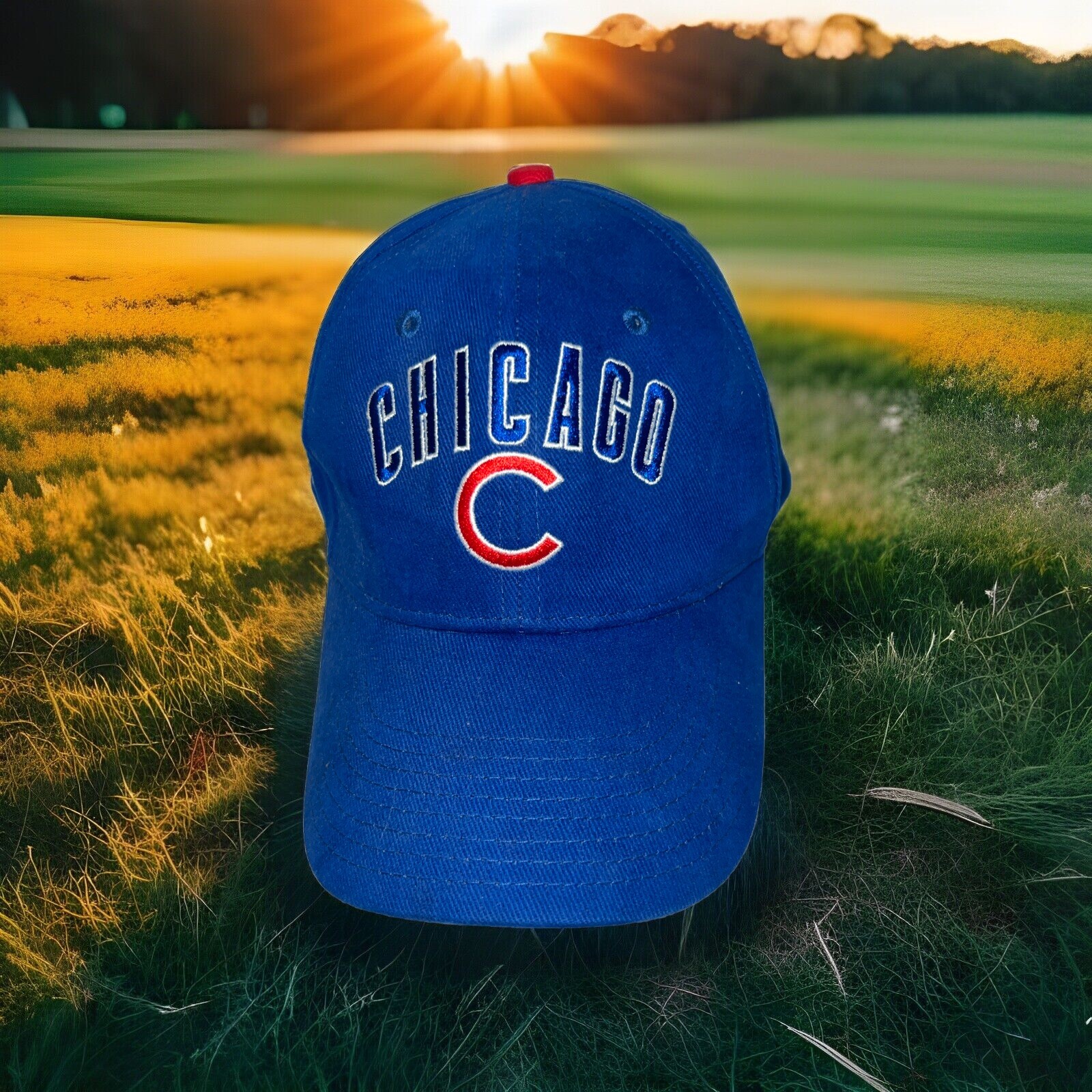 Chicago Cubs Signed Hat Cap Royal Blue w Red C Brushed Cotton Hook Loop Signed ?
