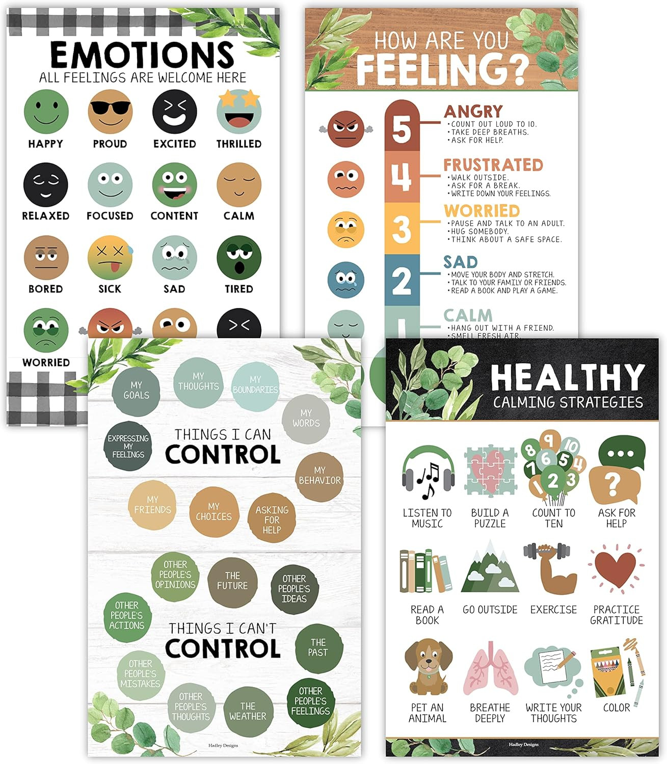 Feelings Chart for Kids Ages 4-8- Emotions Chart for Toddlers 3-5, Counseling Fe