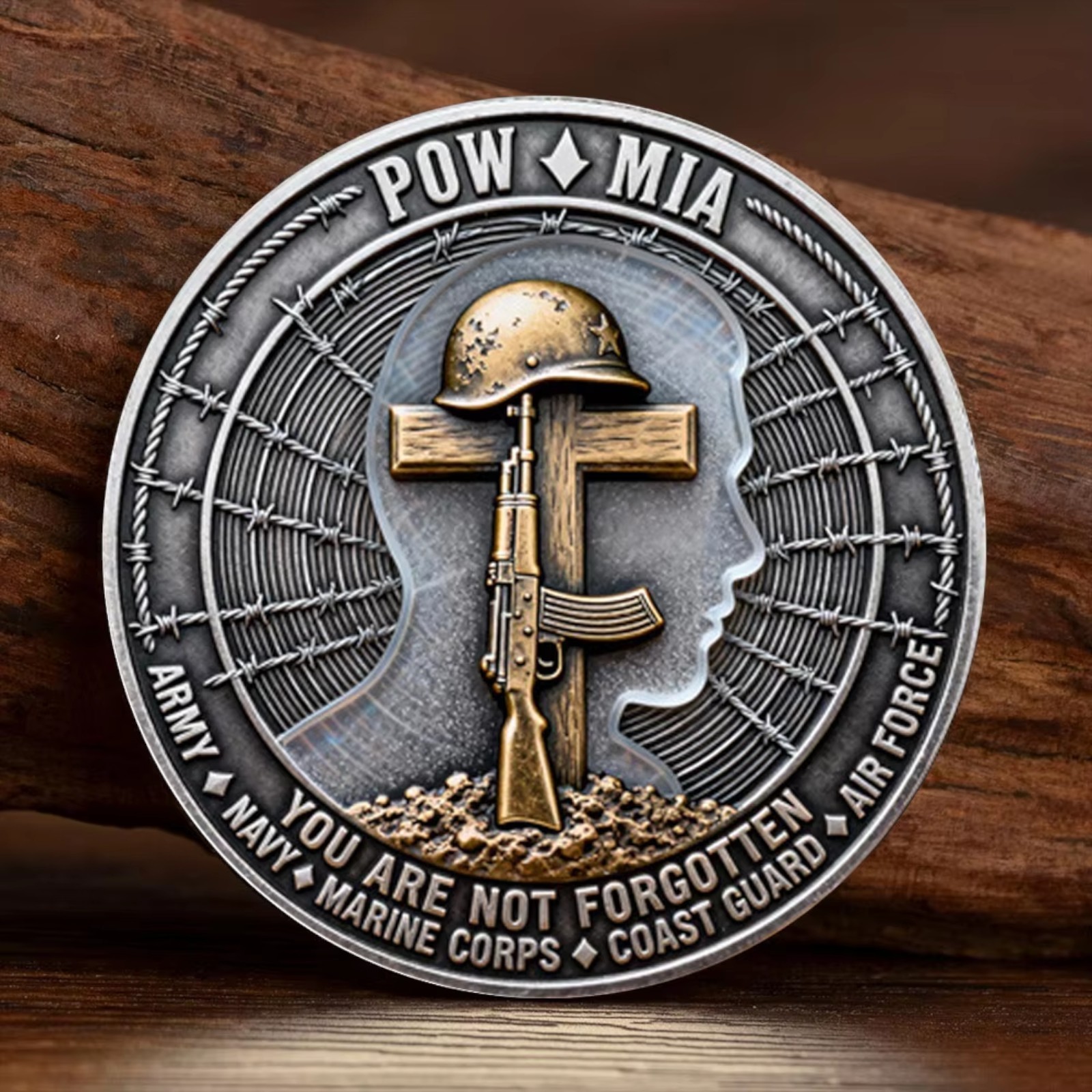 POW MIA Challenge Coin You Are Not Forgotten Veteran Memorial Military Gift