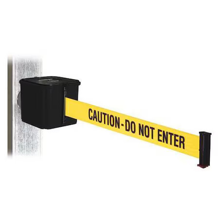 Retracta-Belt Wh412sb15-Cau-Mm Belt Barrier, Black, Magnet, 15Ft.L