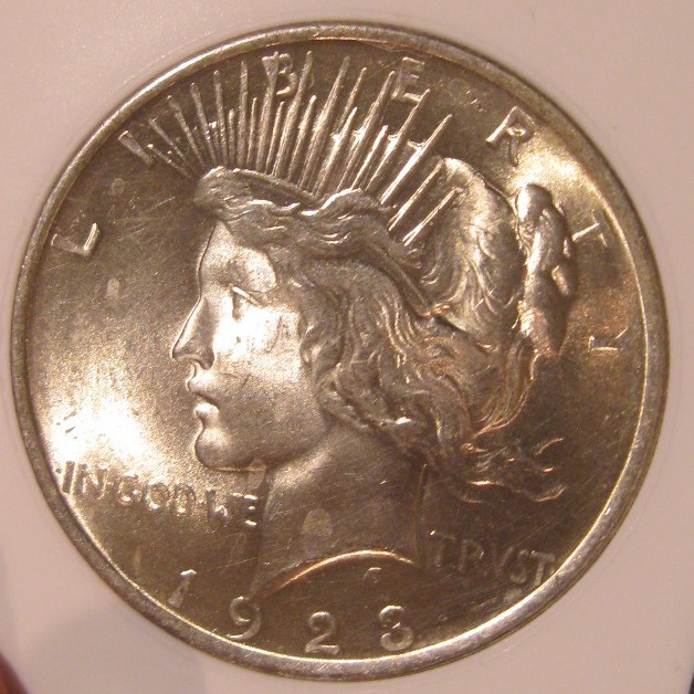 1923 Peace Silver Dollar - Great luster, Lightly toned, 5333-1