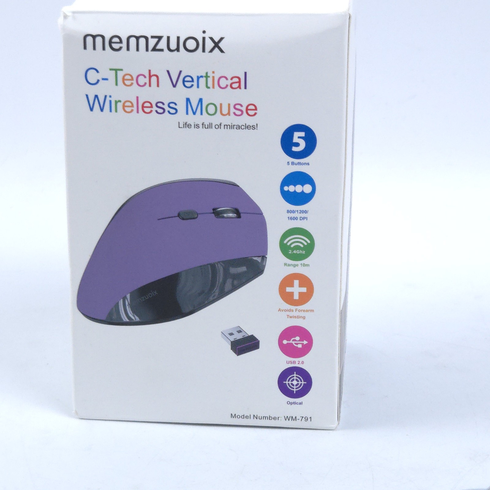 Wireless Vertical Mouse Ergonomical Adjustable DPI Reduce Forearm Strain