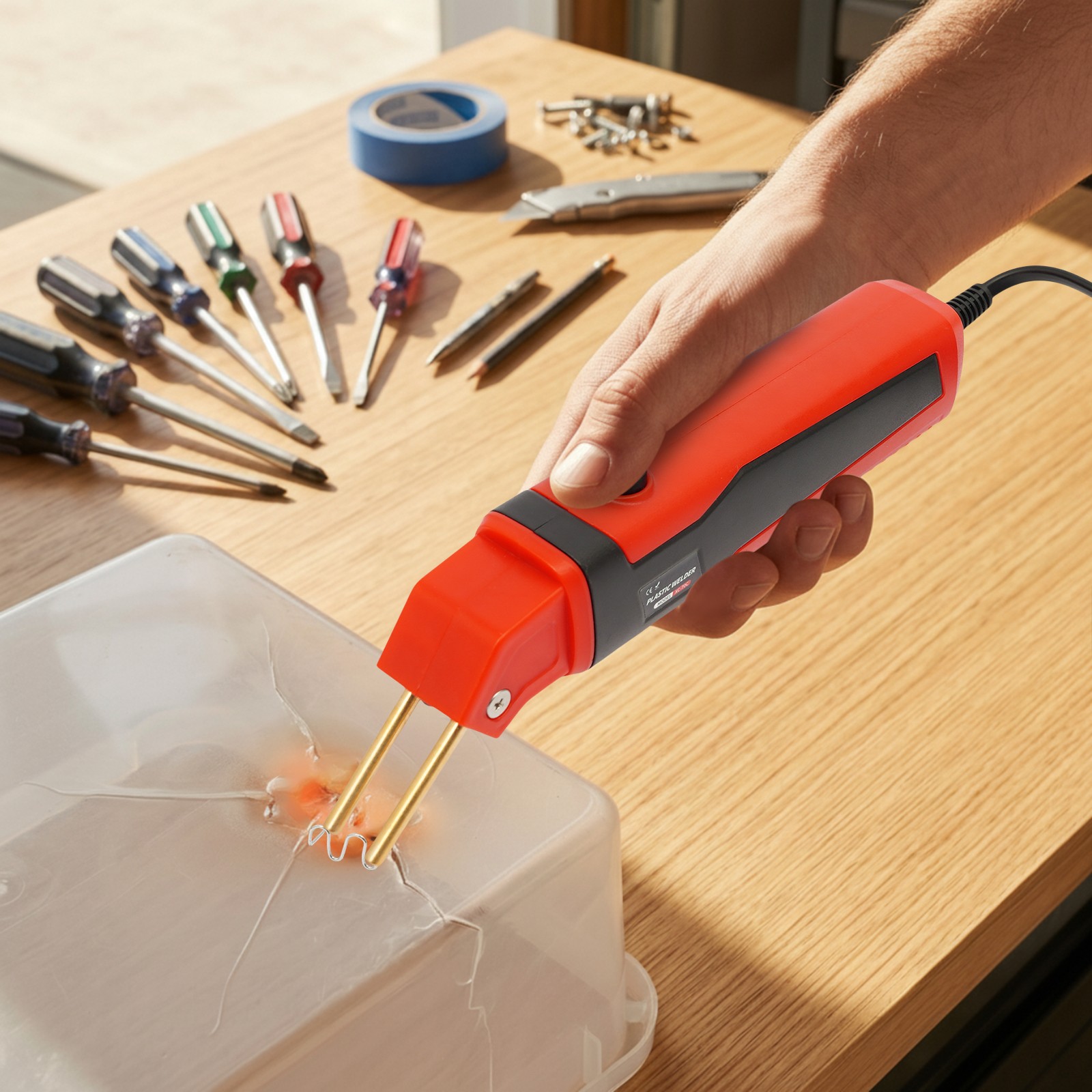 100W Welding Machine Kit,Red Welding Machine for Plastic Repairs,Plastic Welder