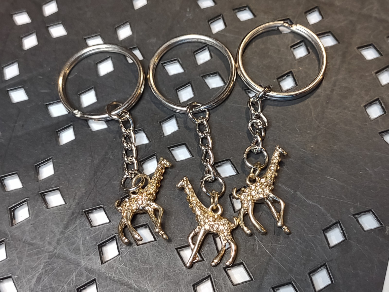 Set Of 3 Matching Giraffe Keychains / Keyrings