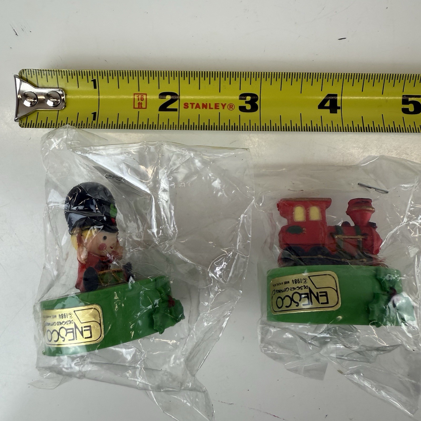 2 Enesco Pencil Sharpeners 1984 Christmas - Sealed New Vintage Train Nutcracker