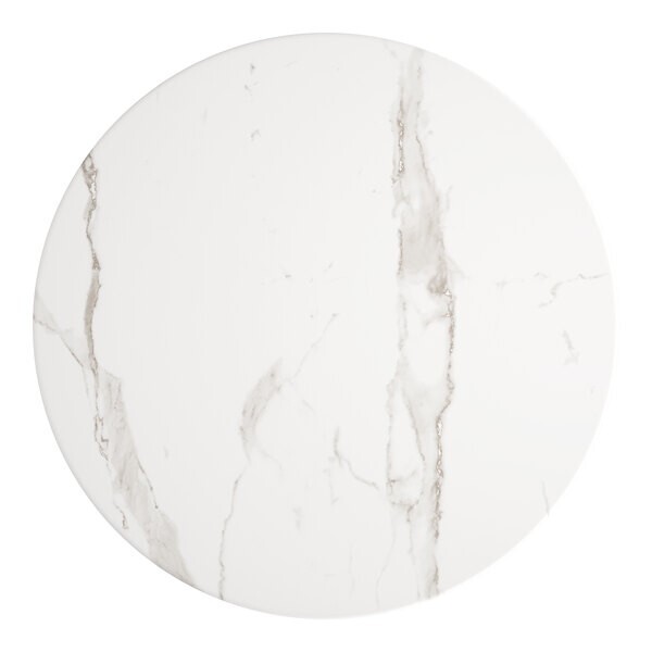 36'' Round Restaurant Table Top with Red White Marble Laminate Top Finish