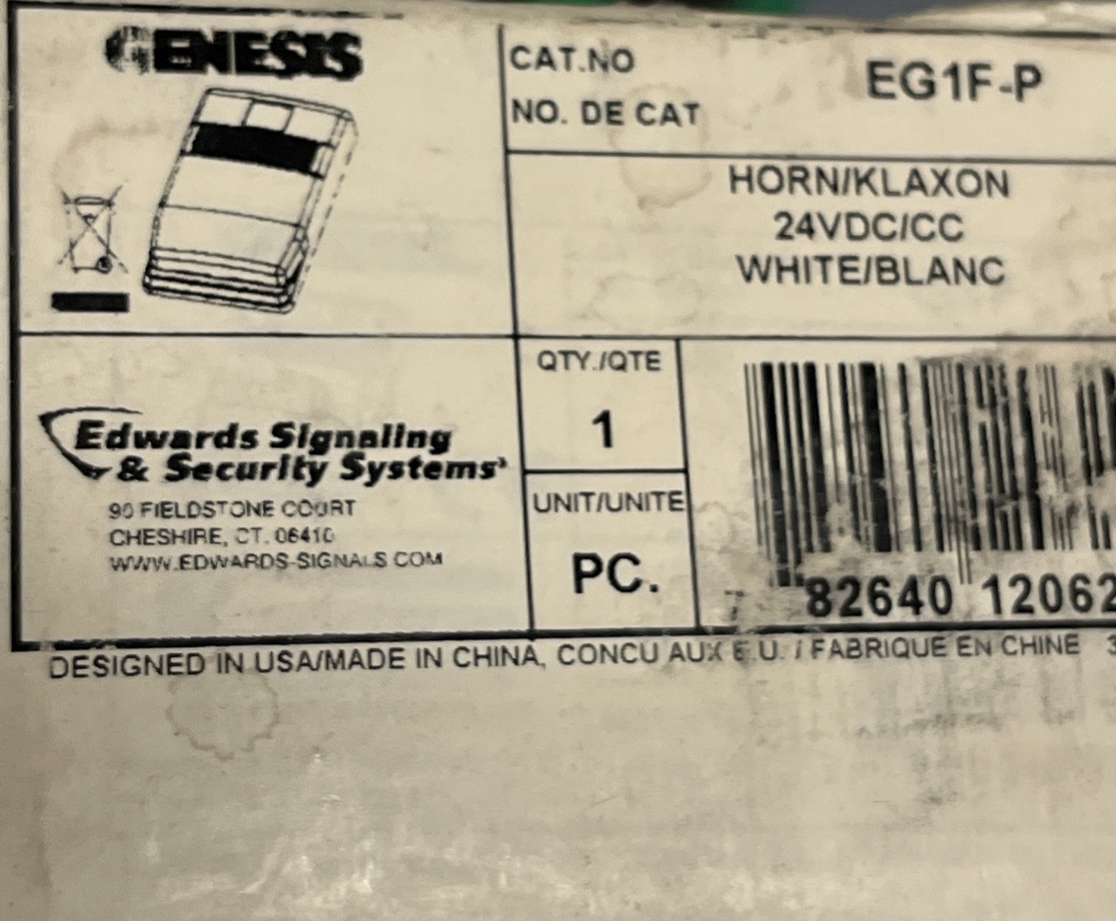 Edwards EG1F-P Genesis Piezo Horn