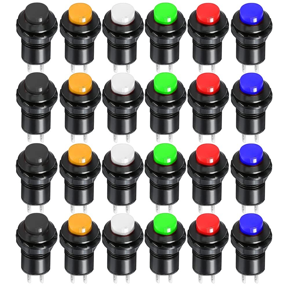 Gebildet 24pcs 12mm Momentary Push Button SPST ON/Off AC 250V/1.5A 125V/3A, L...