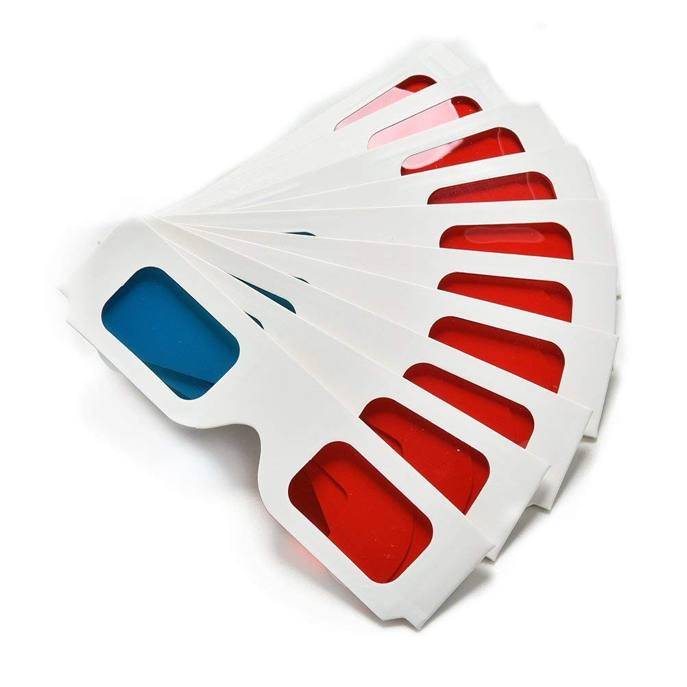 100 Pairs 3D Cardboard Glasses Red Blue Cyan Movie Anaglyph Paper