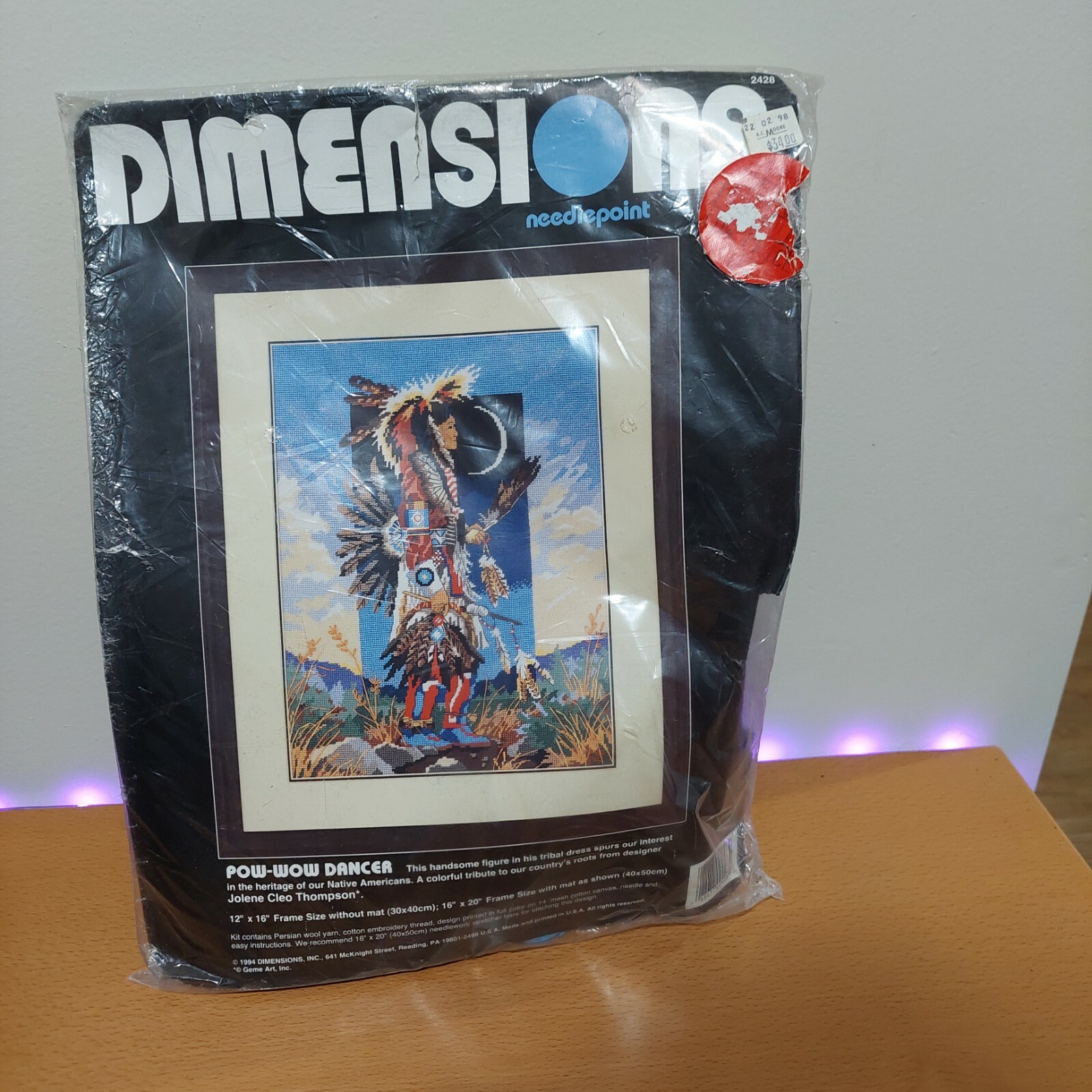 New! Dimensions Needlepoint Pow-Wow Dancer 1994 Native Americans 12” X 16” Frame