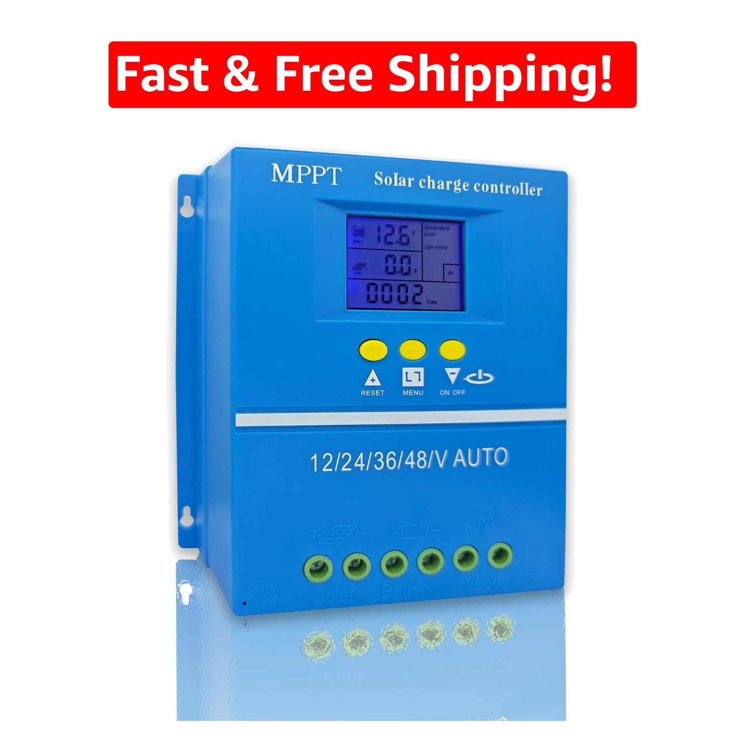 High-Efficiency MPPT Solar Charge Controller 100A, LCD Display, 12V-48V