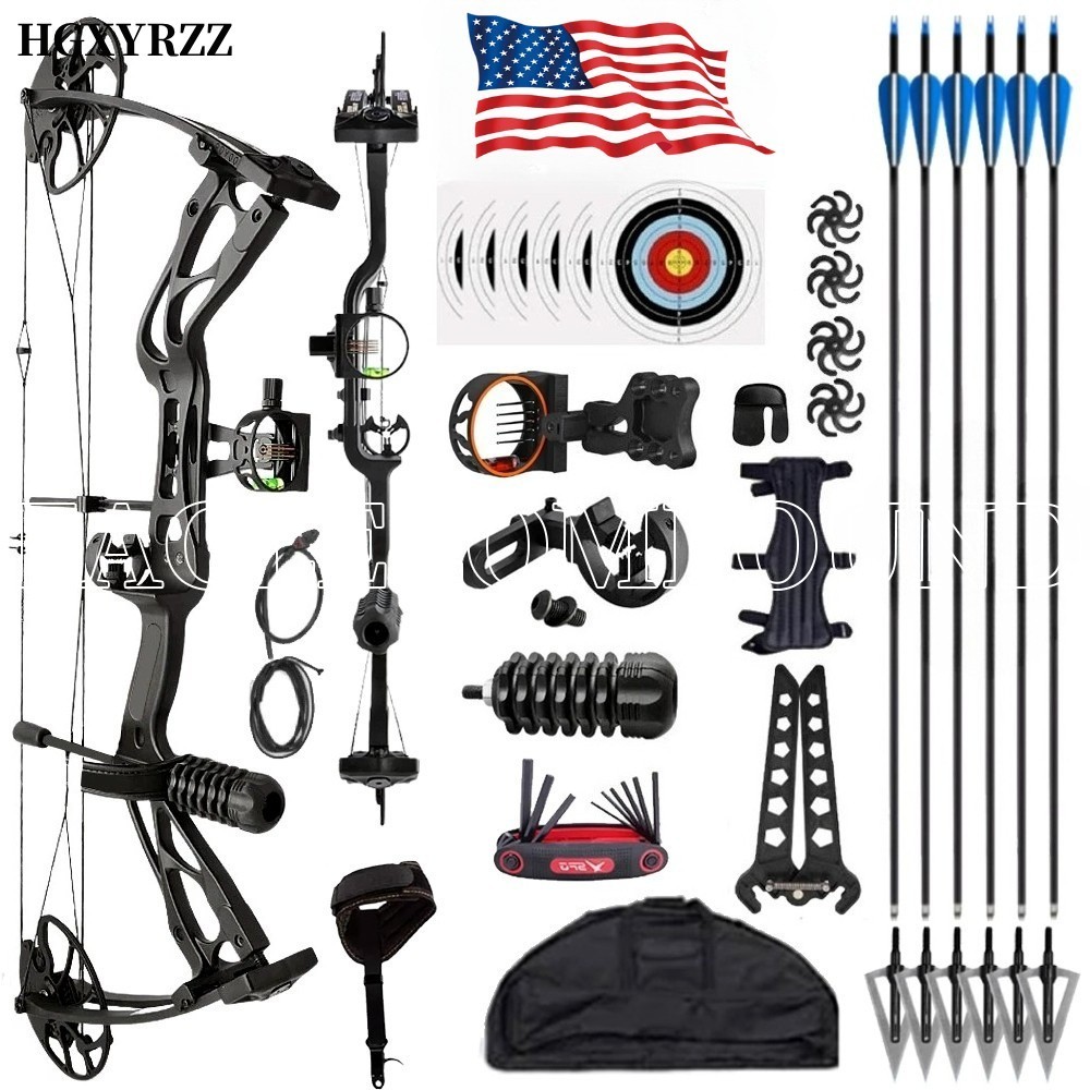 0-70lbs Archery Compound Bow Target Arrows Sight Broadheads 320FPS Archery Gift
