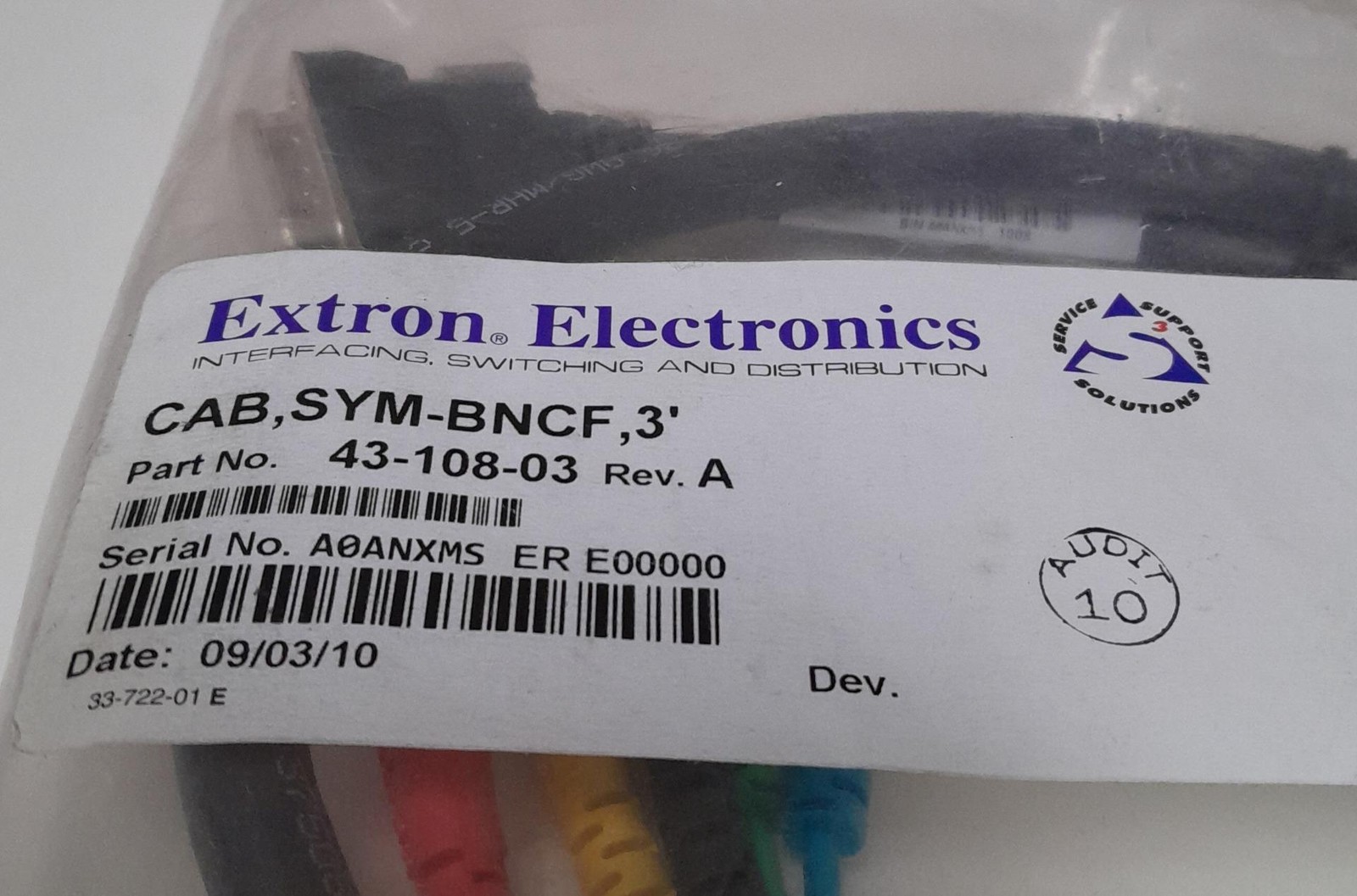 Extron Electronics CAB SYM-BNCF 3' P/N 43-108-03 ! i