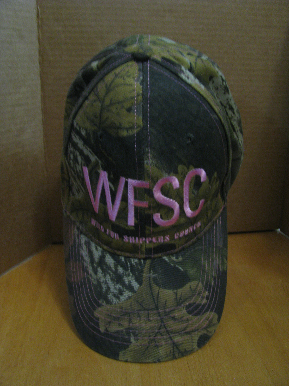 WFSC Wild Fur Shippers Hat with Pink Lettering Hunter Trapper Camo Cap Hat
