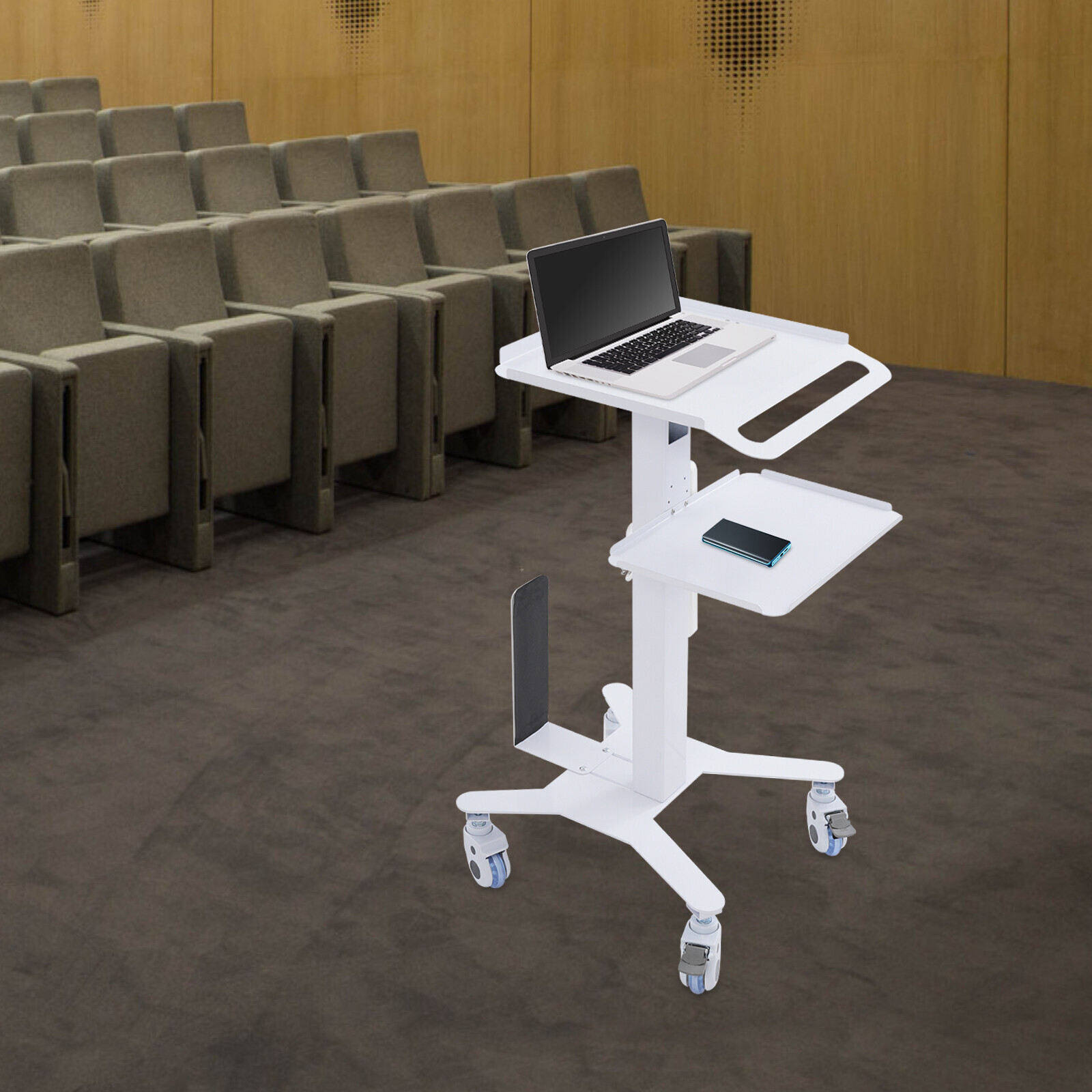 Adjustable Rolling Computer Cart, Mobile Standing Workstation, Mobile Cart