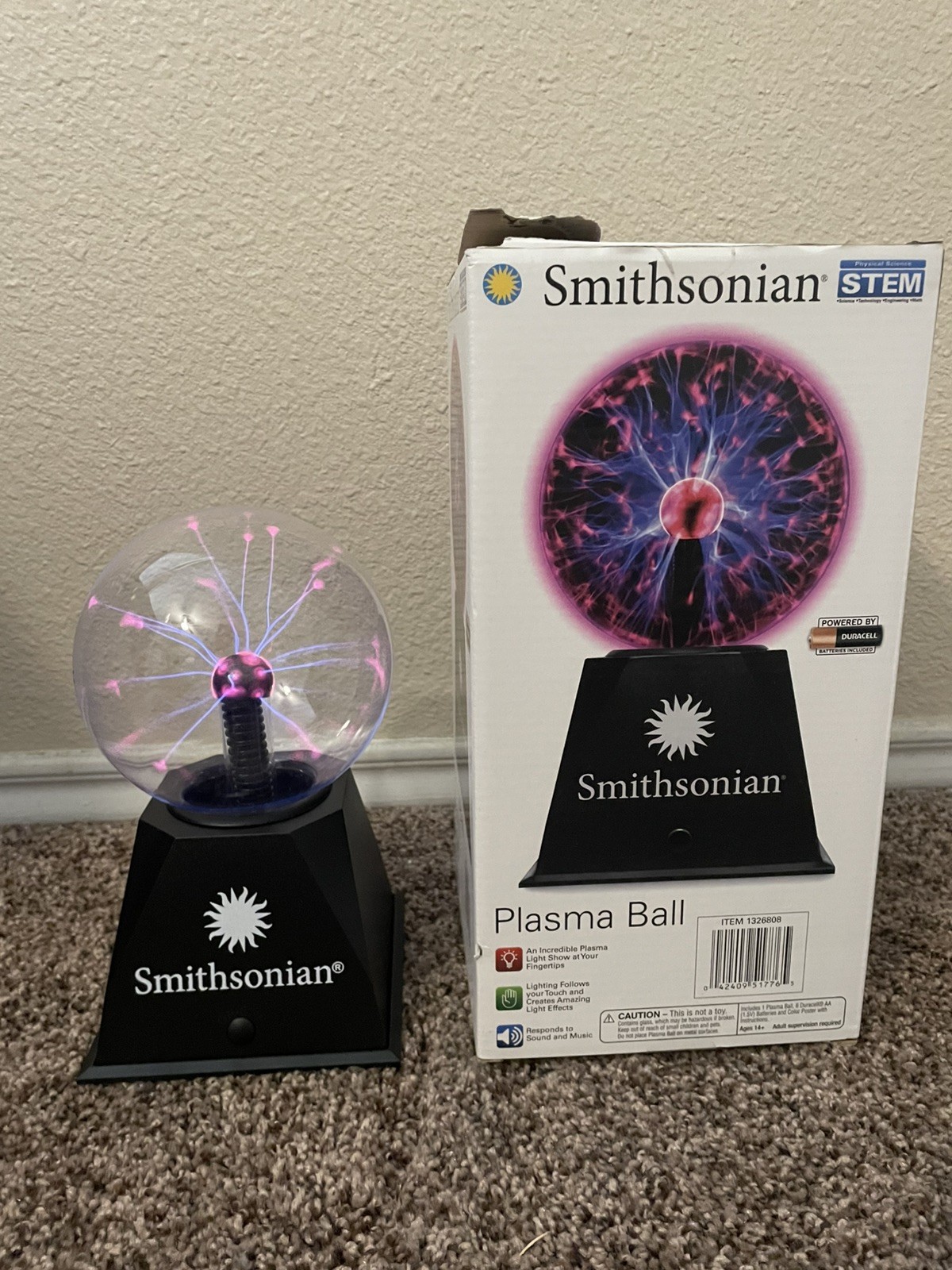 Smithsonian Plasma Ball Light Open Box - Minimally Used - 6AA Batteries req.