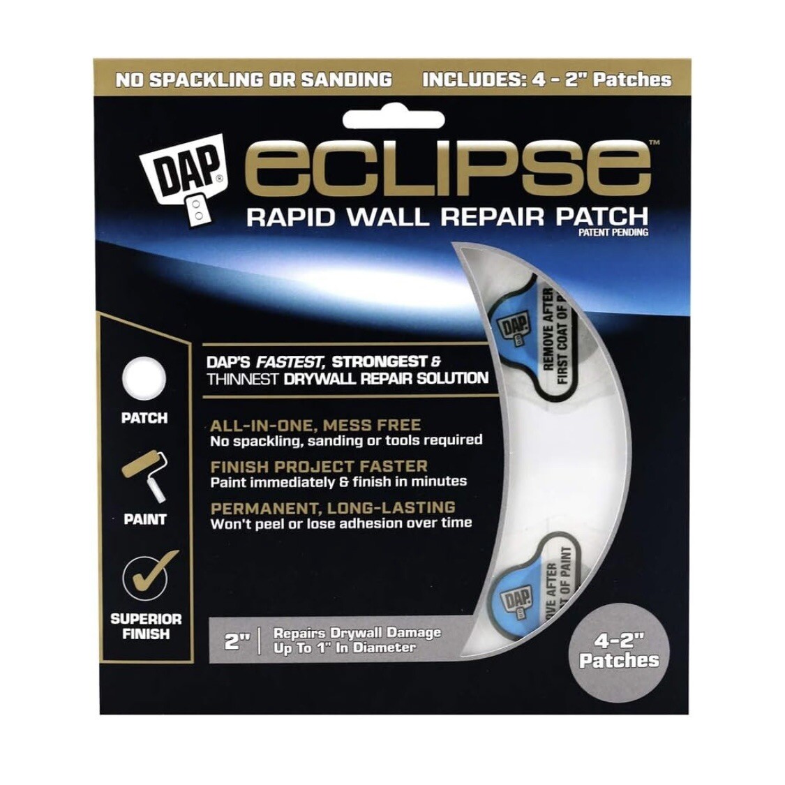 DAP Eclipse Rapid Wall / Ceiling Repair Patch Includes 4 - 2" Patches NEW