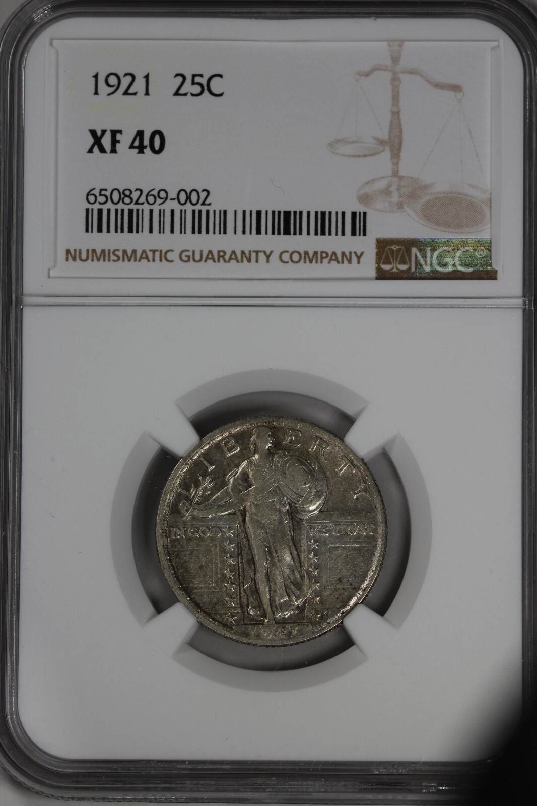1921 .25 NGC XF40 Standing Liberty Quarter, Liberty 25 Cents (0.25)