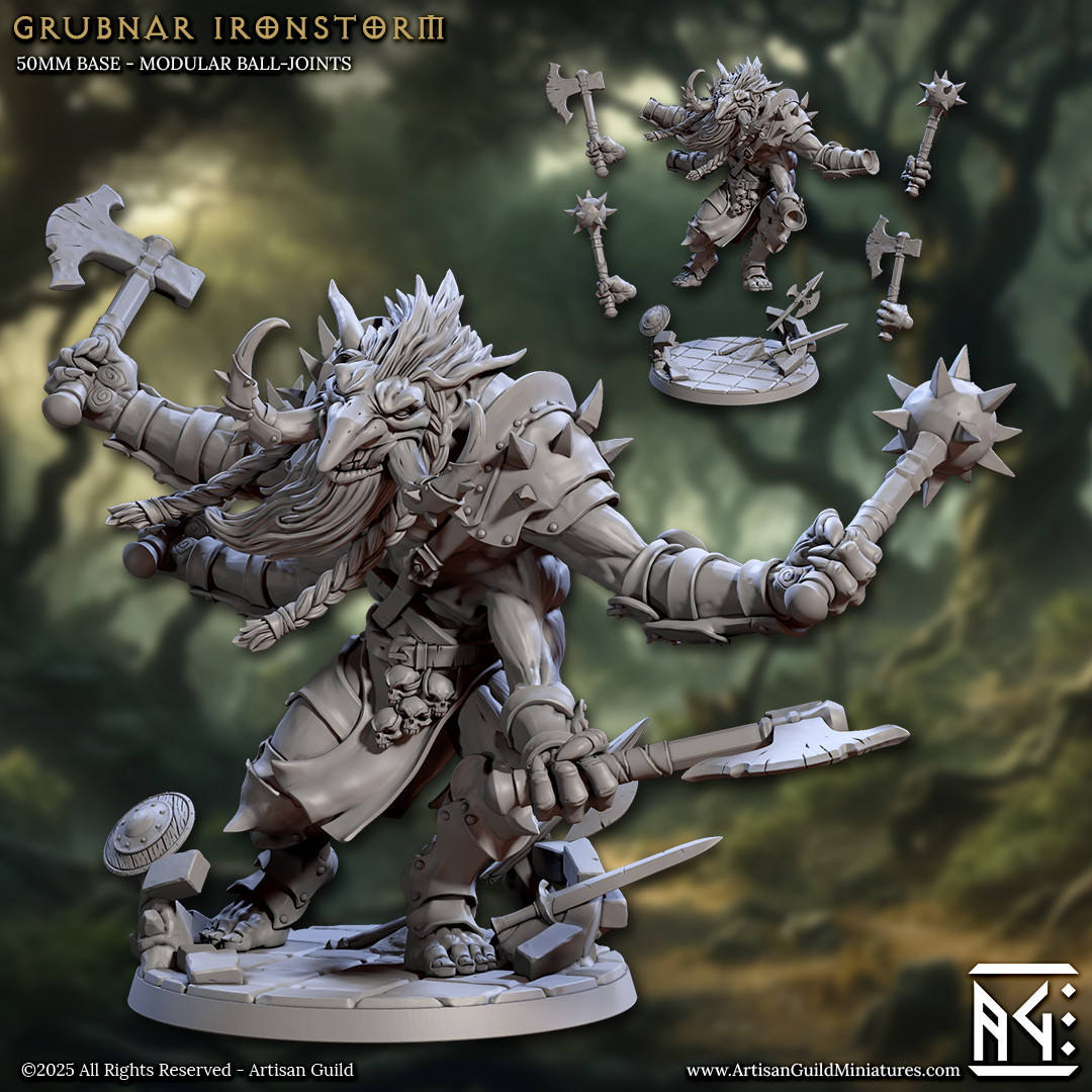 Grubnar - Troll Warlord Weapon Master  - Artisan Guild - Dungeons and Dragons