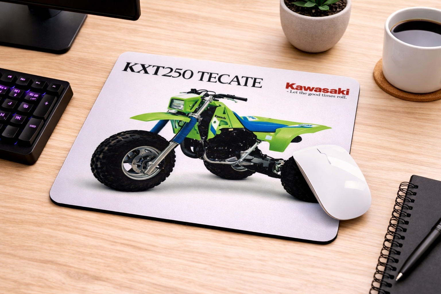 Mouse Pad 1986 Kawasaki Tecate KXT250 ATV 3 Wheeler Bike Off Road Old School