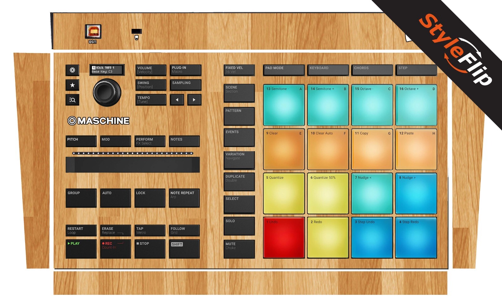 NI Maschine Mikro MK3 Skins | Wood 5 | Protective Decal | StyleFlip Skins