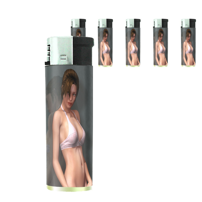 Bad Girl Pin Up D9 Lighters Set of 5 Electronic Refillable Butane